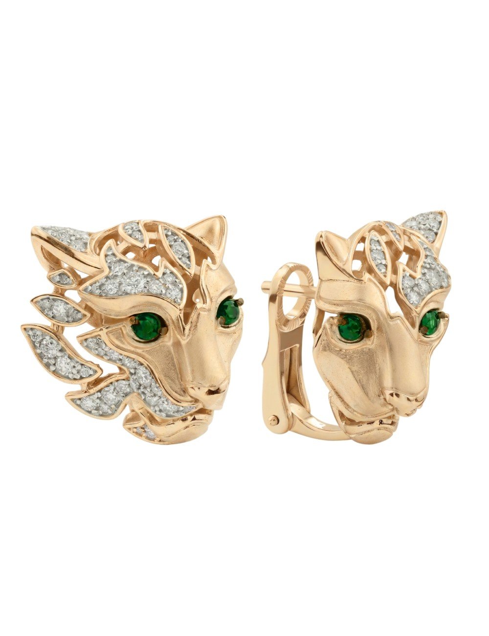 Серьги из золота 585 пробы c бриллиантами и изумрудом