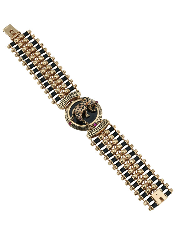 Браслет из золота c эмалью, ониксом и рубином