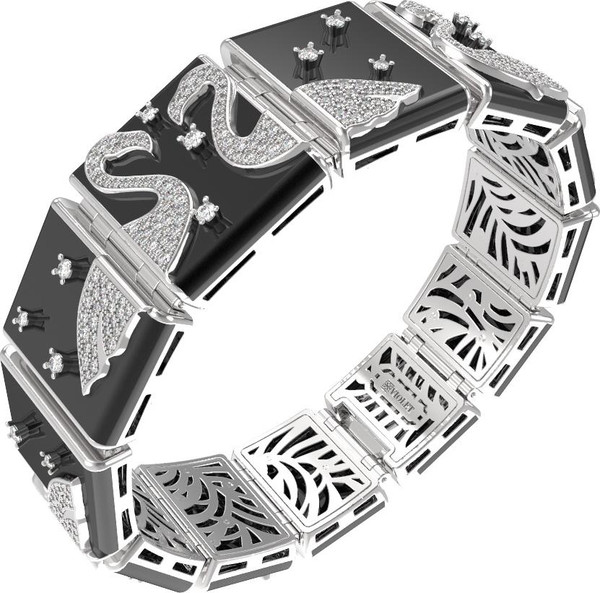 Браслет из белого золота c бриллиантами и ониксом