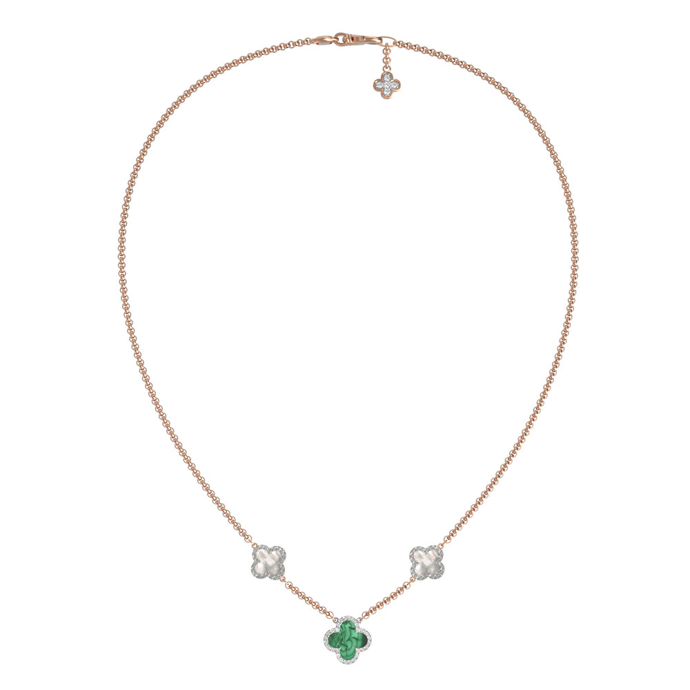 Колье из золота c бриллиантами, малахитом и перламутром