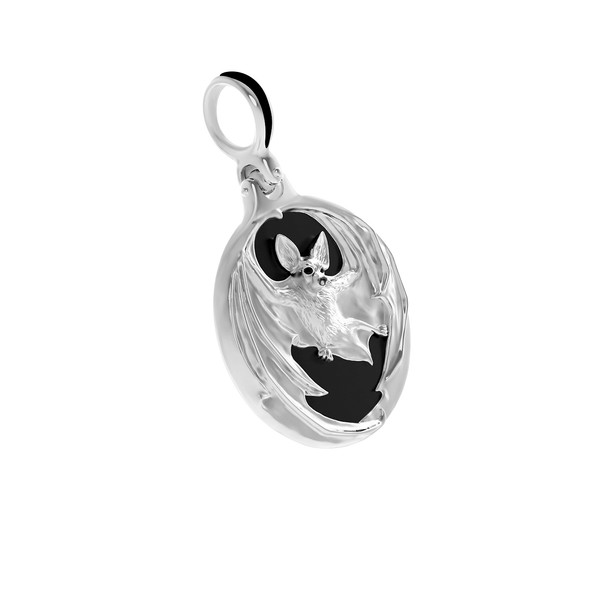 Подвеска из белого золота c эмаль и ониксом