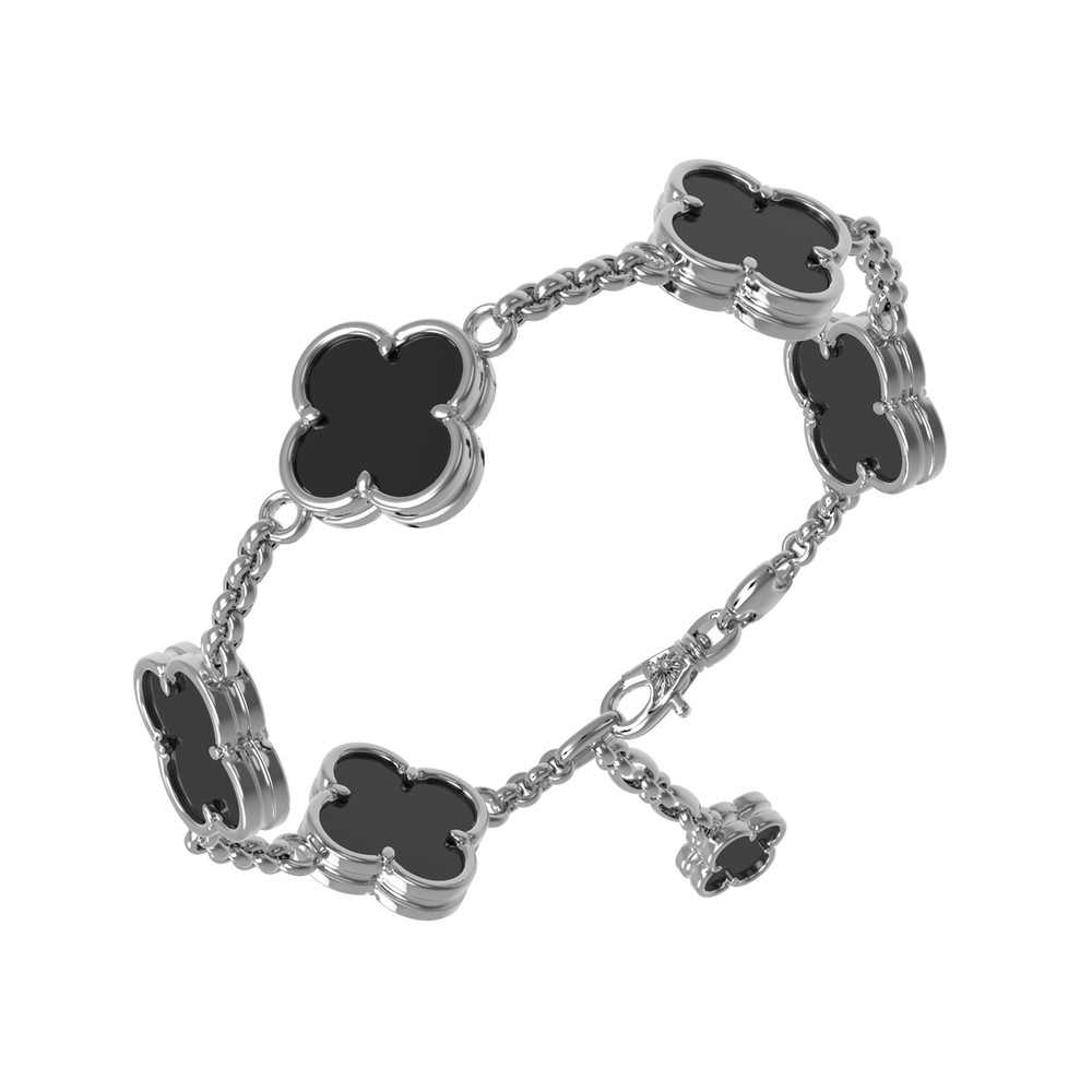 Браслет из белого золота c ониксом