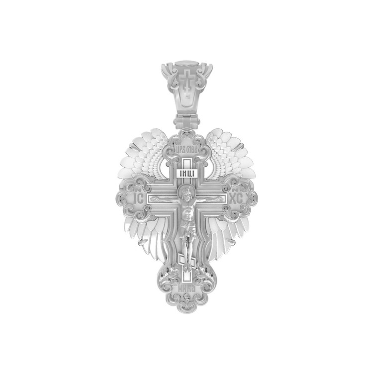 Крест из белого золота c перламутром