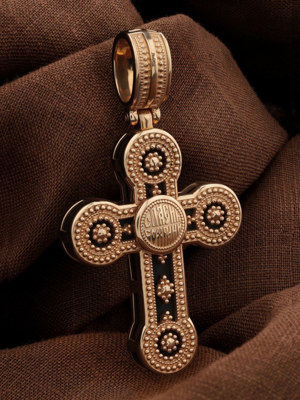 Крест из золота c эбеновым деревом