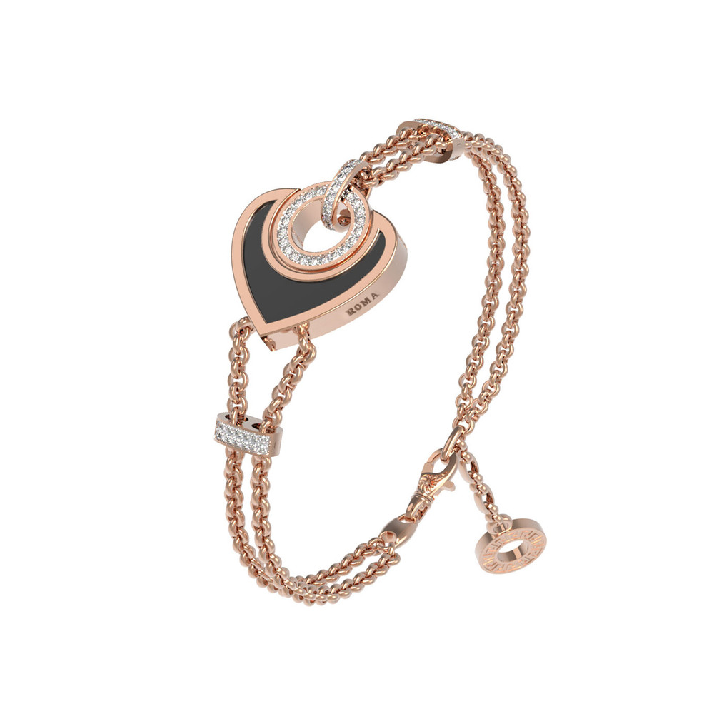 Браслет из золота c бриллиантами, ониксом и перламутром