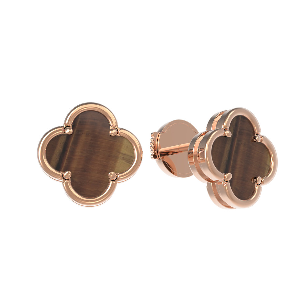 Серьги из золота c тигровым глазом