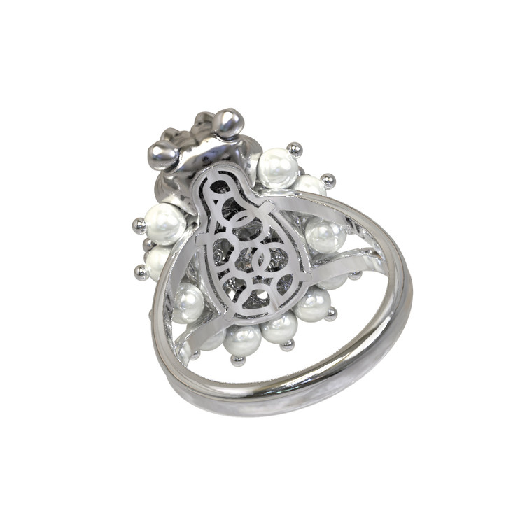 Кольцо из белого золота c эмаль и жемчугом