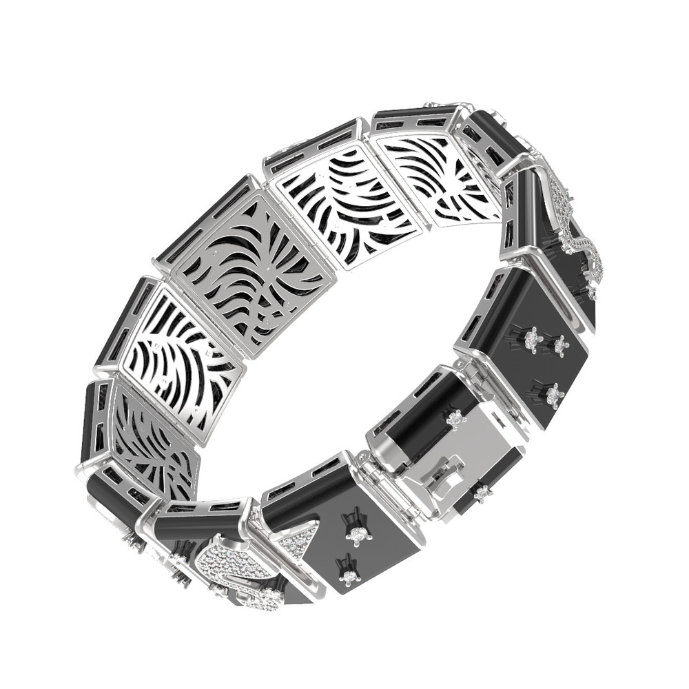 Браслет из белого золота c бриллиантами и ониксом