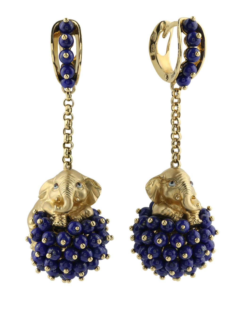 Серьги из лимонного золота c эмалью и лазуритом