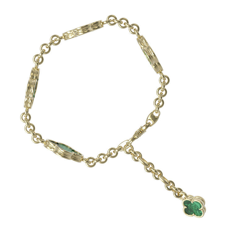 Браслет из лимонного золота c малахитом