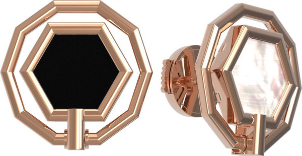 Серьги из золота c ониксом и перламутром