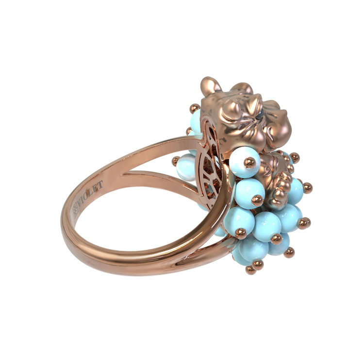 Кольцо из золота c эмаль и бирюзой