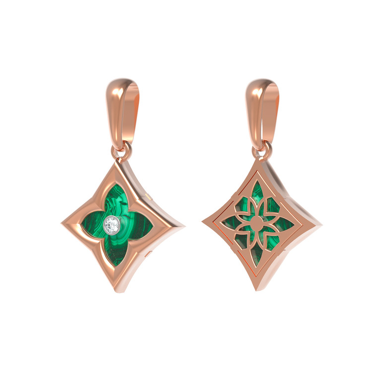 Подвеска из золота c бриллиантами и малахитом