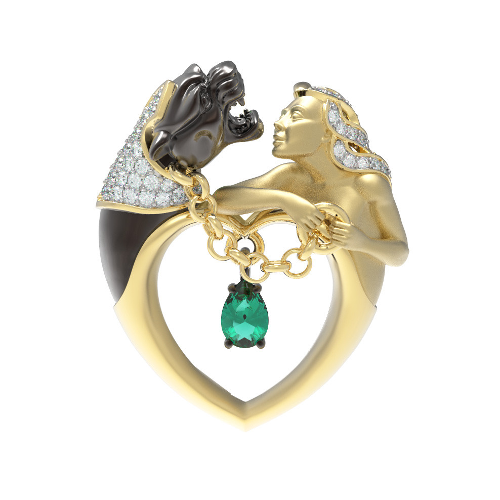 Подвеска из лимонного золота c фианитом и хризопразом