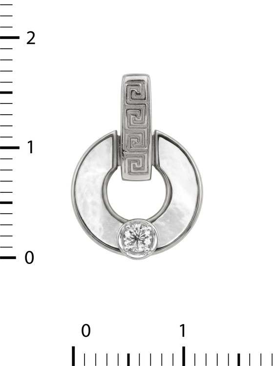 Подвеска из белого золота c бриллиантами и перламутром