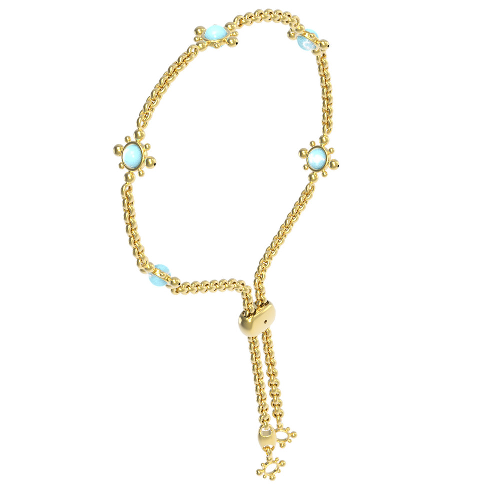 Браслет из лимонного золота c бирюзой