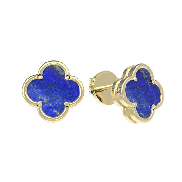 Серьги из лимонного золота c лазуритом
