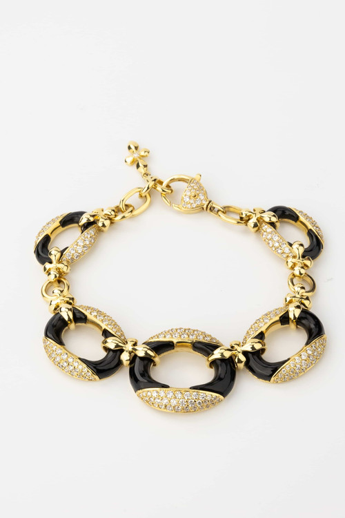 Браслет из лимонного золота c бриллиантами и ониксом