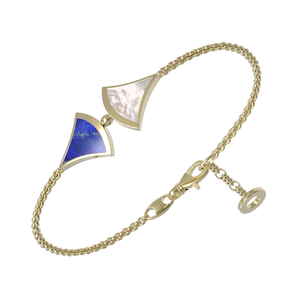 Браслет из лимонного золота c лазуритом и перламутром