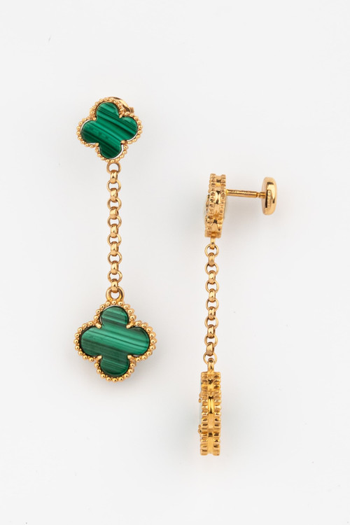 Серьги из золота c малахитом