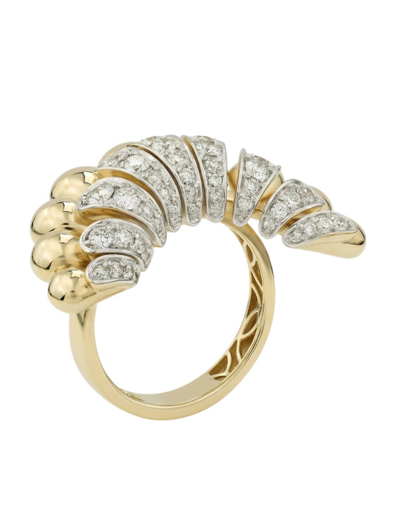 Кольцо из лимонного золота c бриллиантами