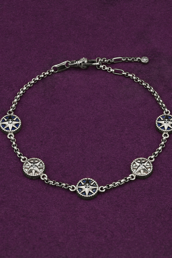 Браслет из белого золота c бриллиантами, лазуритом и перламутром