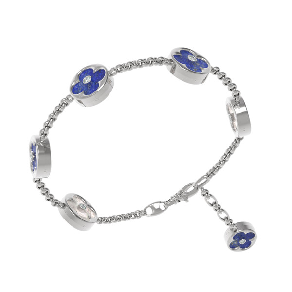 Браслет из белого золота c бриллиантами, лазуритом и перламутром