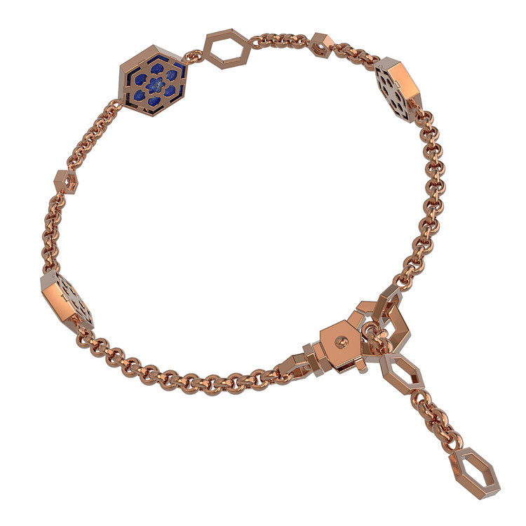 Браслет из золота c бриллиантами, лазуритом и перламутром