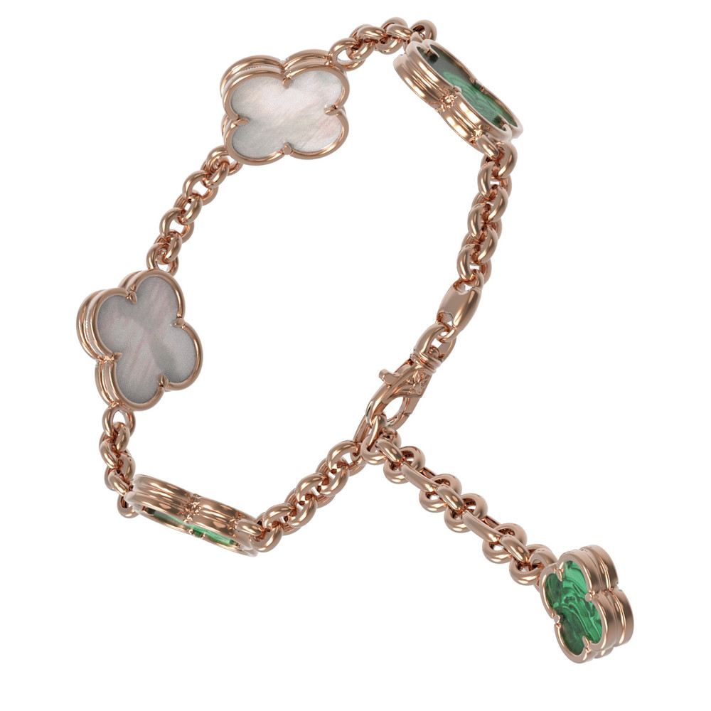 Браслет из золота c малахитом и перламутром