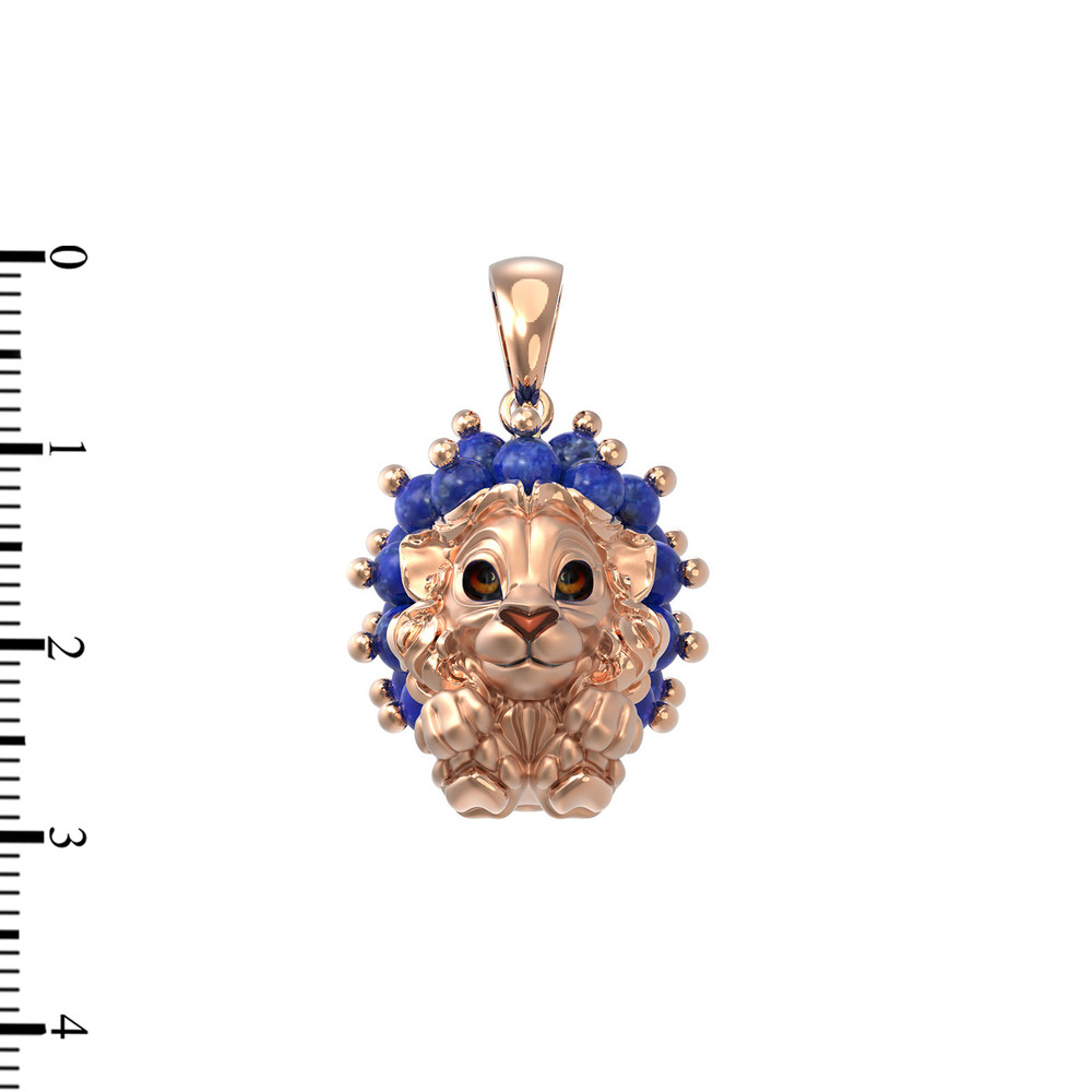 Подвеска из золота c эмаль и лазуритом