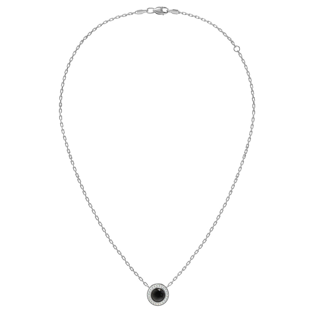 Колье из белого золота c бриллиантами и ониксом