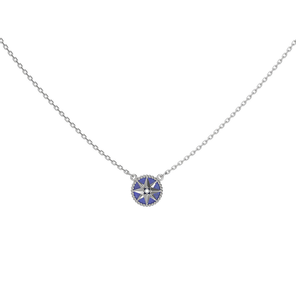 Колье из белого золота c бриллиантами и лазуритом
