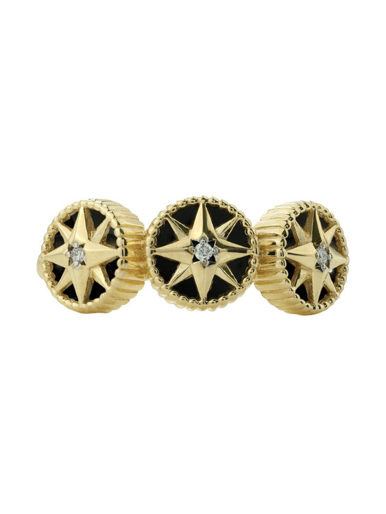 Кольцо из лимонного золота c бриллиантами и ониксом